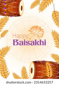 vector illustration of Greetings background for Punjabi New Year festival Vaisakhi celebrated in Punjab India