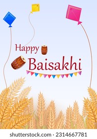 vector illustration of Greetings background for Punjabi New Year festival Vaisakhi celebrated in Punjab India
