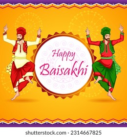 vector illustration of Greetings background for Punjabi New Year festival Vaisakhi celebrated in Punjab India