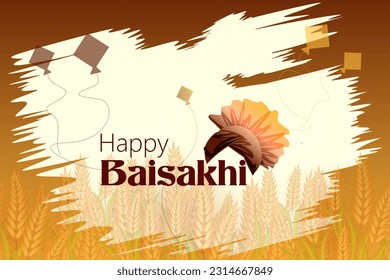 vector illustration of Greetings background for Punjabi New Year festival Vaisakhi celebrated in Punjab India