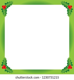 Vector illustration greetings frame with holly leaves decoration elements for holidays. Can be used for backgrounds, prints, christmas party, t-shirt, logo and new year designs. 