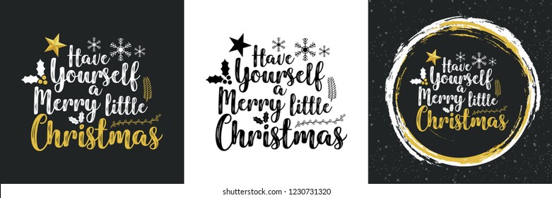 Vector illustration greetings with merry christmas typography for holidays with decorative elements. Can be used for backgrounds, prints, christmas party, t-shirt, logo and new year designs. 