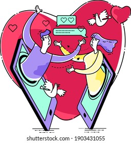 Vector illustration of greetings for Valentine's Day, wedding, proposal to marry or get engaged; love card