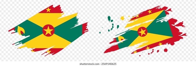 Vector illustration of Grenada flag in brush stroke effect on transparent background