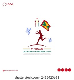 Vector illustration of Grenada Independence Day social media feed template