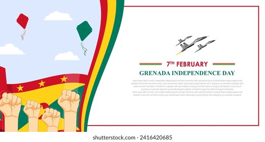 Vector illustration of Grenada Independence Day social media feed template