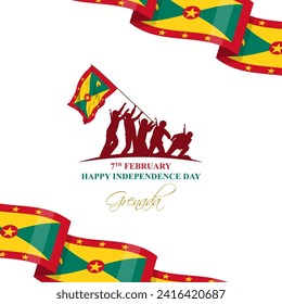 Vector illustration of Grenada Independence Day social media feed template