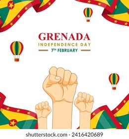 Ilustración vectorial de la plantilla de medios sociales del Día de la Independencia de Granada