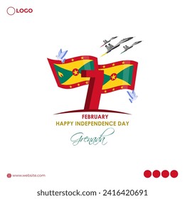 Vector illustration of Grenada Independence Day social media feed template