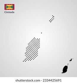 vector illustration of Grenada map silhouette halftone style
