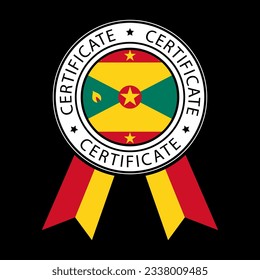 Vector illustration of Grenada ribbon certificate on black background.