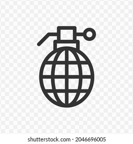 Vector illustration of grenade icon in dark color and transparent background(png).
