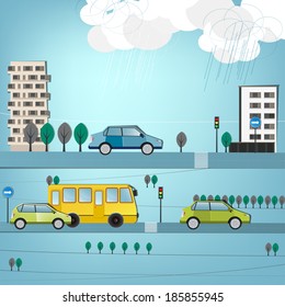 Vector illustration of grey abstract roads