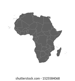 Vector illustration of grey Africa map. Vector map. 
