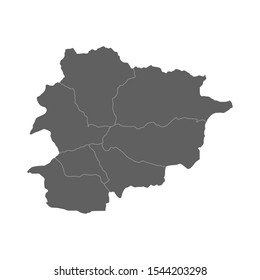 Vector illustration of grey Andorra map. Vector map. 