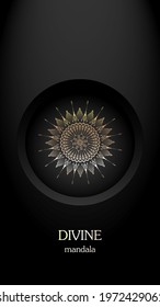 Vector illustration. Grey background. Divine mandala.