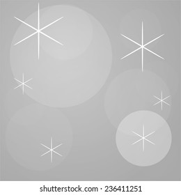 Vector illustration: grey background with snowflakes and circles bokeh