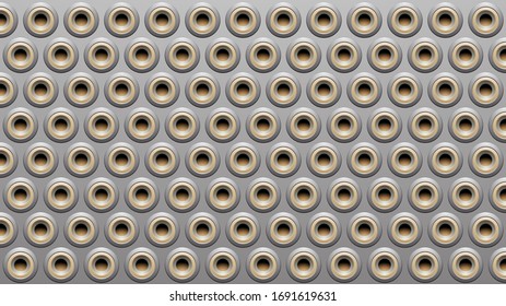 Vector Illustration of Grey and Beige Embossed Round Loudspeaker Background