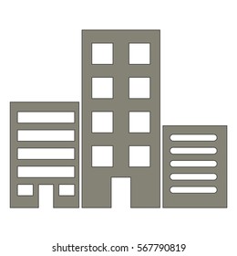 Vector Illustration with Grey Building Icon
