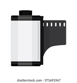 Vector illustration grey camera film roll. Photo film flat icon