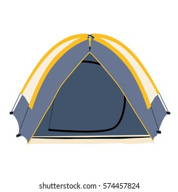 Vector illustration grey camping tent isolated on white background