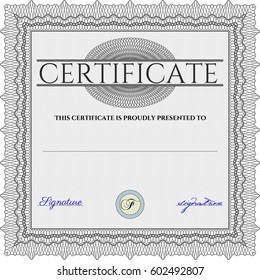 Vector illustration of Grey Certificate or diploma template. Customizable, Easy to edit and change colors. Easy to print. Cordial design. 

