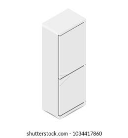 Vector illustration grey closed isometric refrigerator. Refrigerator or fridge icon