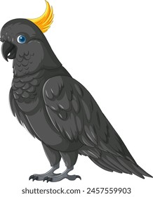 Vector illustration of a grey cockatoo with yellow crest.