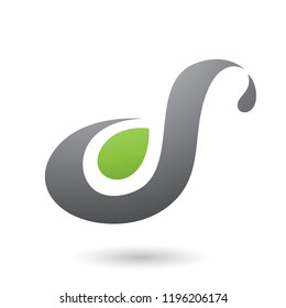 Vector Illustration of Grey Curvy Fun Letter D or S isolated on a White Background
