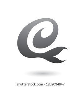 Vector Illustration of Grey Curvy Fun Letter E isolated on a White Background