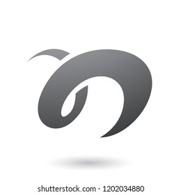 Vector Illustration of Grey Curvy Fun Letter N isolated on a White Background