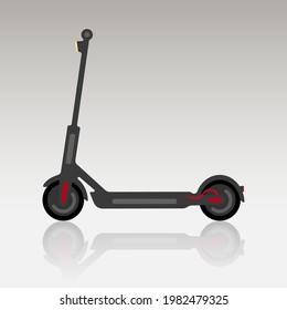 Vector illustration of grey electric scooter with mirror image. Flat vector illustration