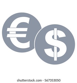 Vector Illustration of Grey Euro & Dollar symbols Icon
