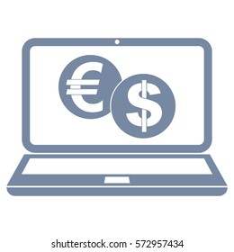 Vector Illustration of Grey Euro & Dollar In Lap Icon
