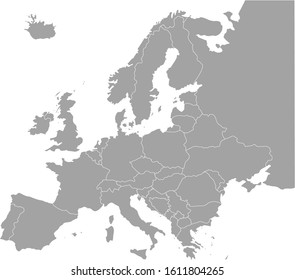 vector illustration of Grey Europe map on white background - Shutterstock ID 1611804265