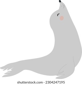 Vector illustration of grey fur seal character in cartoon style