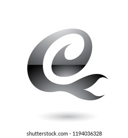 Vector Illustration of Grey Glossy Curvy Fun Letter E isolated on a White Background