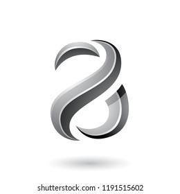 Vector Illustration of Grey Glossy Snake Shaped Letter A isolated on a White Background