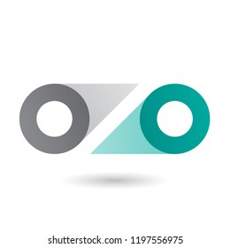 Vector Illustration of Grey and Green Double Letter O isolated on a White Background