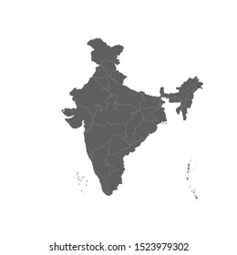 Vector illustration of grey India map. Vector map. 
