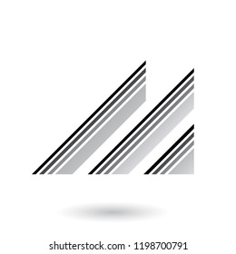 Vector Illustration of Grey Letter M with Diagonal Retro Stripes isolated on a White Background