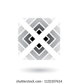 Ilustración vectorial de la letra gris X Icono con cuadrado y triángulos aislados en fondo blanco