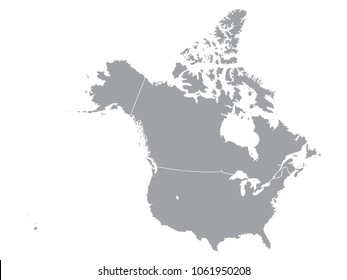 Vector Illustration Of A Grey Map Of Canada And USA