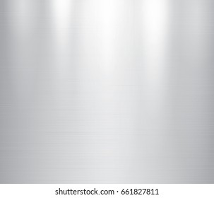 Vector illustration of grey metal, stainless steel texture background with reflection light