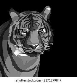 vector illustration of a grey pop art tiger