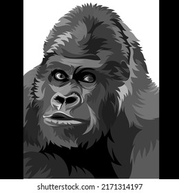 vector illustration of a grey pop art king kong, monkey