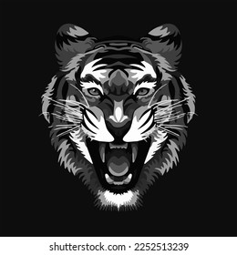 vector illustration of a grey pop art tiger, eps.10