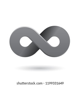 Ilustración vectorial del símbolo gris sombreado y fino infinito aislado en un fondo blanco