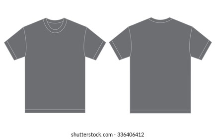 Vector illustration of grey shirt, isolated front and back design template for men