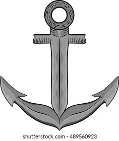 Vector illustration of a grey silver anchor.
